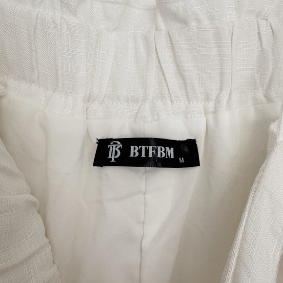 BTFBM Women’s White Strap Casual Tiered Ruffle Boho Maxi Dress size medium - Picture 7 of 9